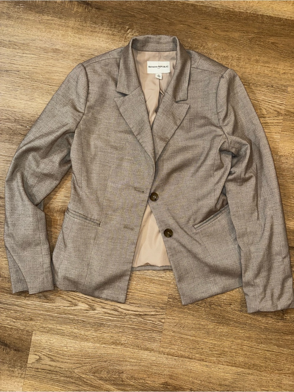 Vintage Banana Republic Tailored Light Taupe Herringbone Blazer Jacket | 10